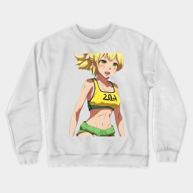 Blonde Girl Running Crewneck Sweatshirt by Basunat